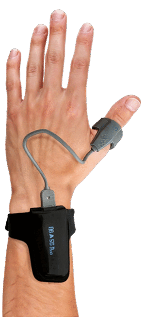 hand with pulse oximeter device Sleep Apnea Home Test